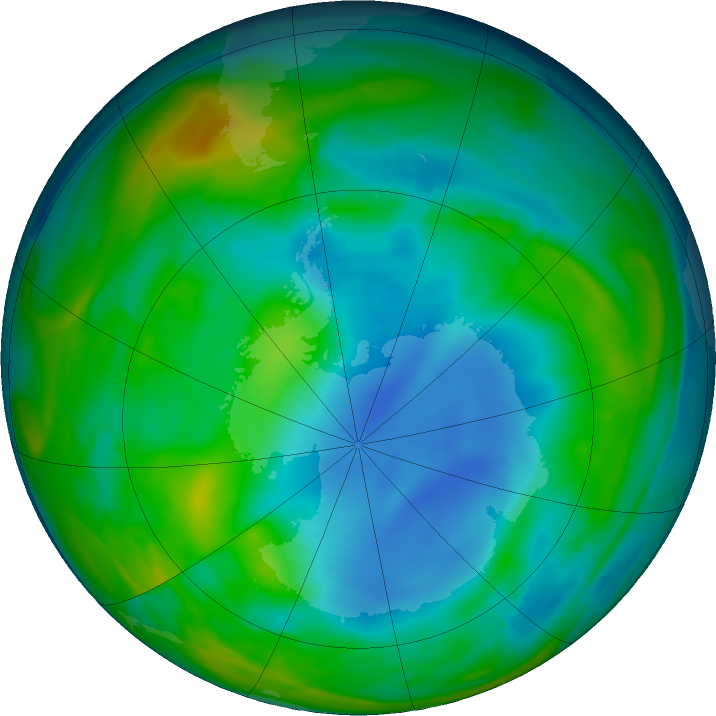 Antarctic ozone map for 09 June 2018